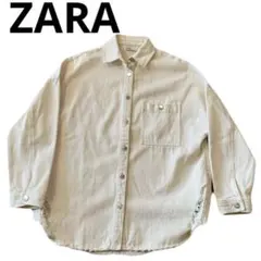 ZARA 白デニム オーバーサイズ デニムシャツ ジャケット風 M