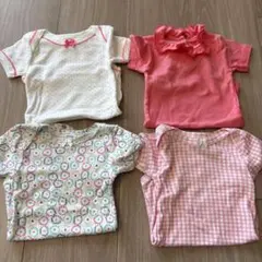 プチバトー　ロンパース4点セット（花柄・リボン付き）