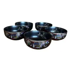 【未使用】 有田焼 端峰窯 小鉢 5点セット 金彩 花鳥 蝶 直径約 12cmのサムネイル
