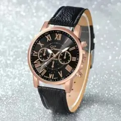 ブラックベルト ローズゴールド クロノグラフ 腕時計 初期動作済 正確性未確認