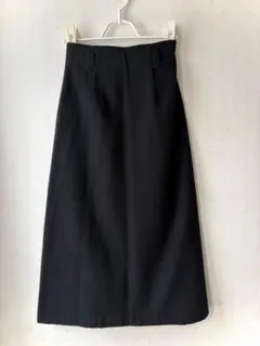 TRANS PAIRE ウール調フレアロングスカート ブラックバックファスナー