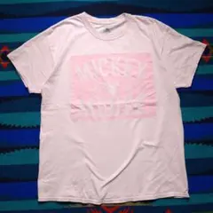 US古着 Disney ミッキーマウス 半袖TシャツプリントTシャツ ピンク L