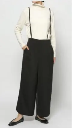 グローバルワーク サス付きワイドパンツ ブラック