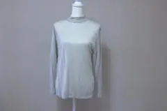 シルバー ハイネック 長袖 トップス ラメ