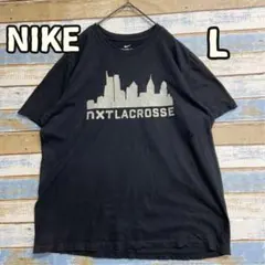 ナイキ 紺 半袖 Tシャツ NXT LACROSSE プリント L【い711】
