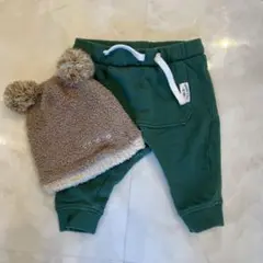 グリーン スウェットパンツ クマ耳CONOCO帽子付き