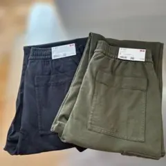 ユニクロ ジャージーイージーカーゴパンツ ブラック・オリーブ Sサイズ