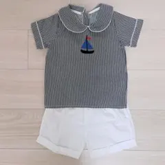 ストライプシャツ　ショートパンツ　セット 90 綿100%