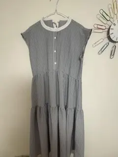ストライプ ノースリーブ シャツワンピース