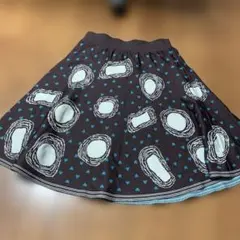 フレアスカート ダークブラウン 円形模様