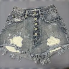 MOUSSY ダメージデニムショートパンツ0サイズ
