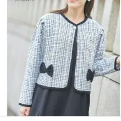 ツイード ノーカラージャケット