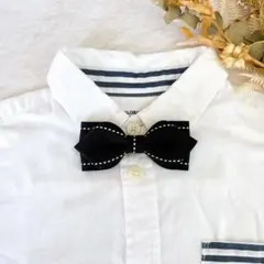 キッズ蝶ネクタイ　黒サイドステッチリボン　七五三　結婚式　発表会　卒園式