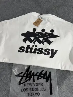 STÜSSY ロゴプリント 半袖Tシャツ ホワイト メンズ