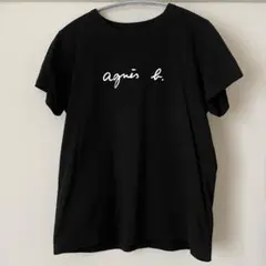 agnes b. アニエスベー ロゴプリント コットン 半袖 Tシャツ ブラック