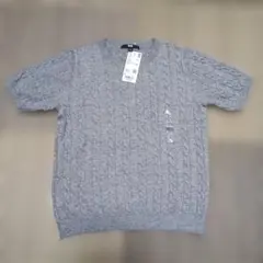 【新品】UNIQLO グレー 半袖ニットセーター L