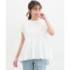 少し訳あり！新品未使用タグ付きハニさらホワイト ペプラム トップスLLハニーズのサムネイル