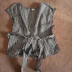 ギンガムチェック ノースリーブトップス　短丈