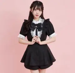 Secret Honey アクセサリーリボンレースフリル半袖セットアップ