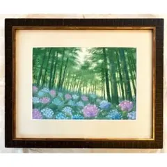 加藤六郎 陶器額 焼絵 「 あじさい 」 花の絵 絵画 静物画 紫陽花 加藤六郎 陶器額 焼絵 「 あじさい 」 花の絵 絵画 静物画 紫陽花