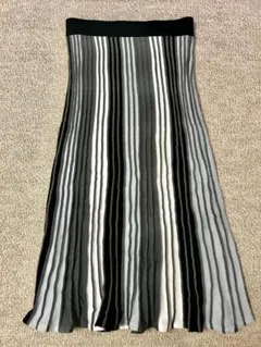 ストライプ フレアスカート グレー ブラック ホワイト