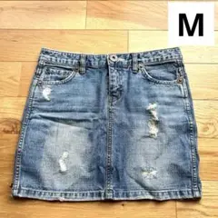 デニム ミニスカート ダメージ加工 レディース M