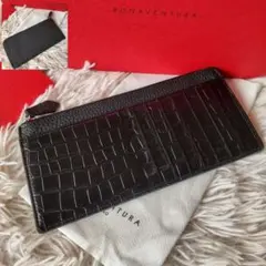 値下げ】極美品 ボナベンチュラ L字ジップ ウォレット エンボスクロコ