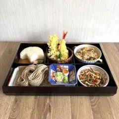 食品サンプル まるで本物実物大 天ざるそば 天ぷら そば 蕎麦 小鉢 山菜 御膳