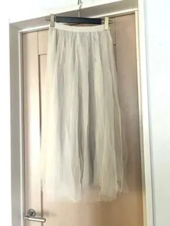 moyumoyu シフォン ロングスカート アイボリー