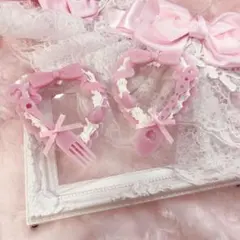 ホイップデコ トレカケースデコ リボン イチゴ 量産型 ピンク