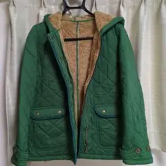 sur les ボア裏地 緑色キルティングジャケット