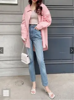 【試着のみ】ハイウエスト ストレートデニム ブルー　テーパード[cu157]