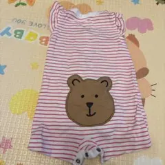 ピンクと白のストライプロンパース