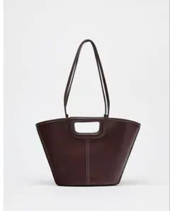 ZARA ステッチ入りショッパートートバッグ　ハンドバッグ　肩掛けバッグ