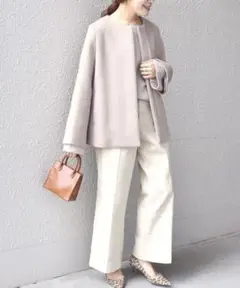 【美品】SHIPS シップス SUPER140キーネックショートコート 36