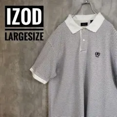 アイゾッドIZOD　ヴィンテージ古着ボーダーポロシャツL　ワンポイント刺繍ロゴ