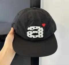 ハートロゴ刺繍 ナイロンキャップ 黒 ストリート Y2K アメカジ 古着風 夏
