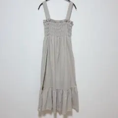 LOWRYS FARM グレー シャーリングキャミワンピース ロング丈 きれいめ