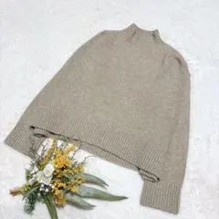 【ユニクロ】UNIQLO スフレヤーンモックネックセーター ベージュ S