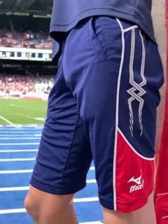 ミズノ MIZUNO ハーフパンツ メンズO ネイビー×赤　細身なのでMの方でも
