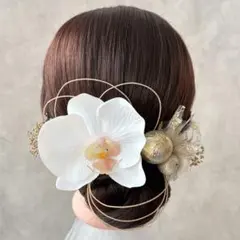 NO.102胡蝶蘭髪飾り ホワイトピンク 結婚式　卒業式　成人式 和装　白無垢