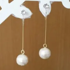 コットンパール✖️スワロフスキー　樹脂イヤリング