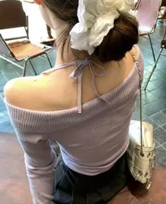 SHIENクロスネックニットトップス長袖