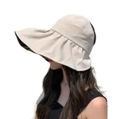 レディース 帽子 サンバイザー ベージュ フリーサイズ