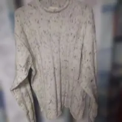 新品　HAAG GENTS リブ編みニットセーターホワイト/グレー