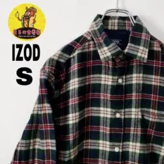 usa古着 IZOD ネルシャツ　S グリーン　レッド　チェック