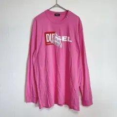 DIESEL ディーゼル ロンT 長袖 ピンク センターロゴ メンズ L相当