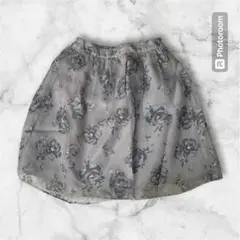 MAJESTIC LEGON【S】スカート 膝丈 フレア 裏地付 花柄 レース