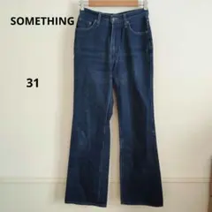 SOMETHING サムシング 綿100% ダークブルー デニムパンツジーンズ