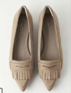 green label relaxing　フリンジ フラットシューズ